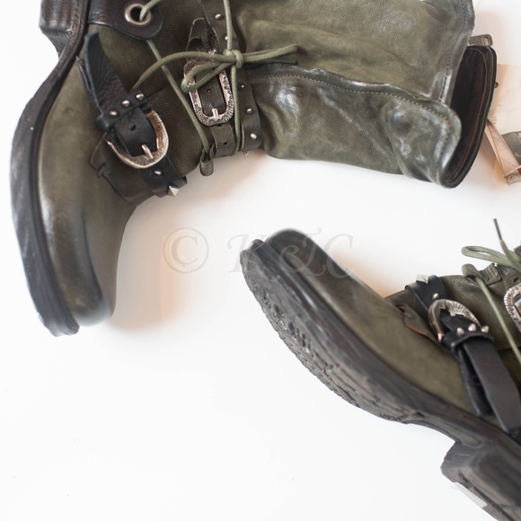 A.S.98 Steely Green Gray Mid-Calf Leather Boot 39 - Picture 7 of 7